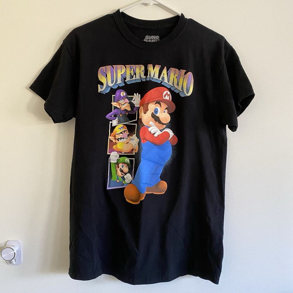 SUPER MARIO BROS‎ Nintendo Video Games Black T-Shirt Sz M Medium